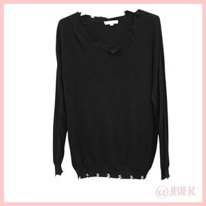 Honey Punch Black Raw Edge Sweater